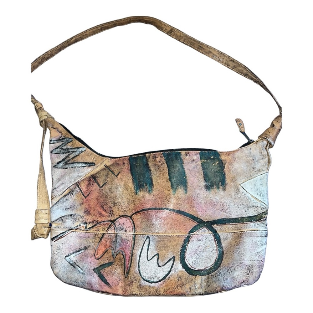 Vintage 90s Hand painted Abstract Botary Bag